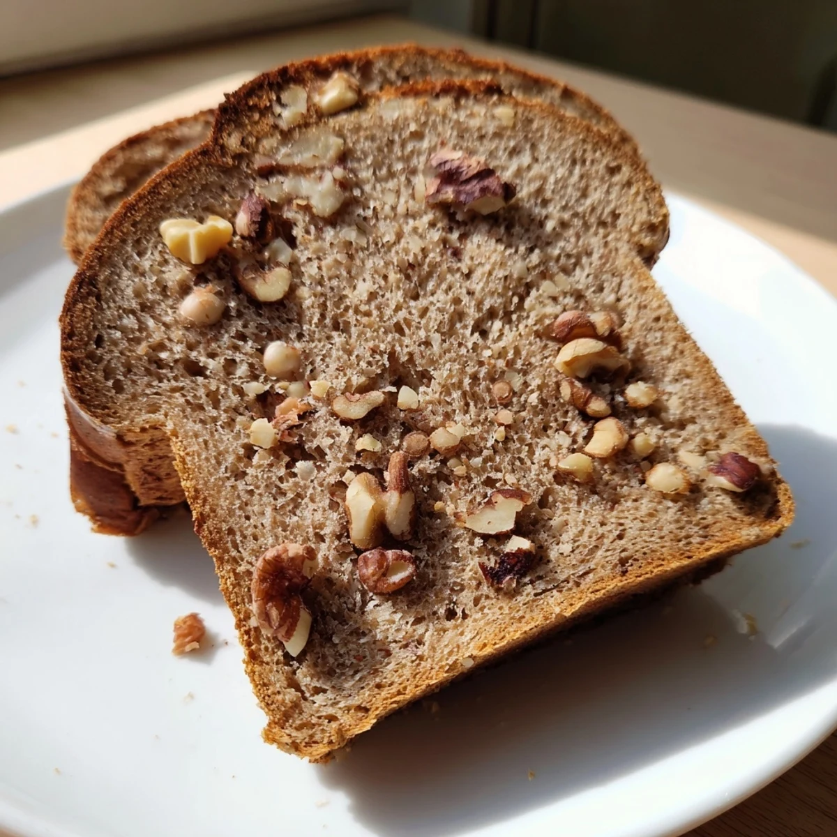 Golden, crusty Nutty Whole Wheat Loaf Bread with a soft interior, perfect for toasting.
