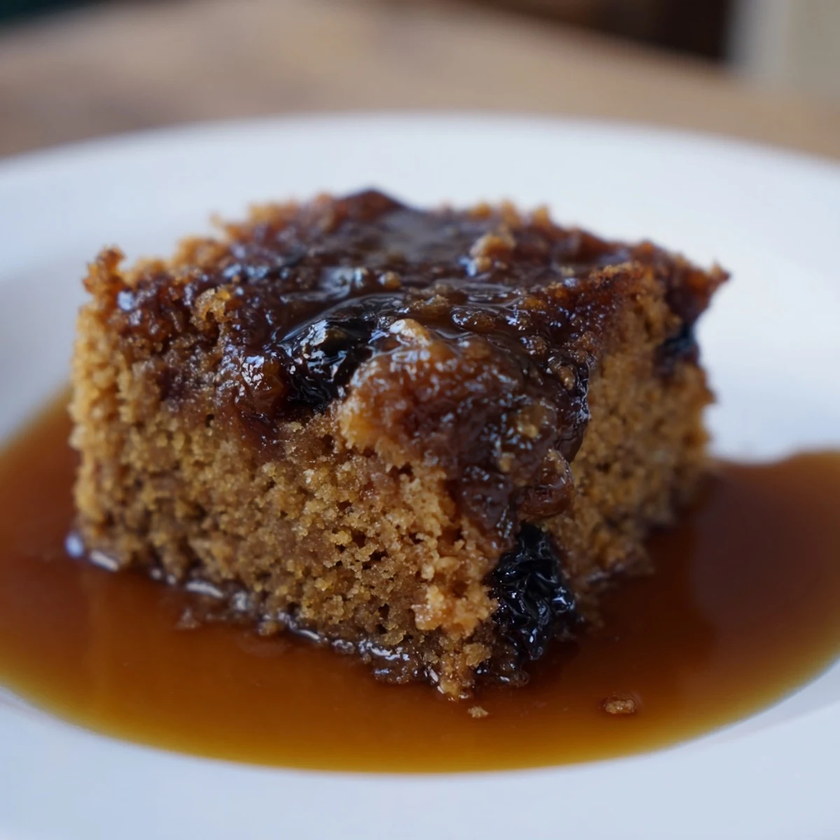 Cutting into a soft, steaming Weekend Cabin-Style Sticky Toffee Pudding, showcasing rich dates and caramel.