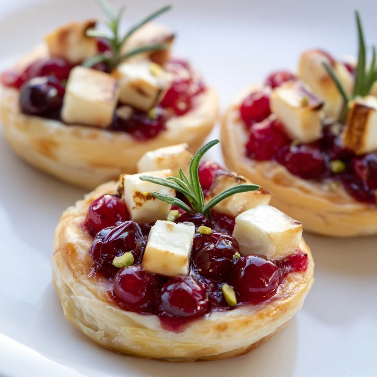 Golden Cranberry Brie Bites Wreath, with gooey melted cheese and festive cranberry topping.