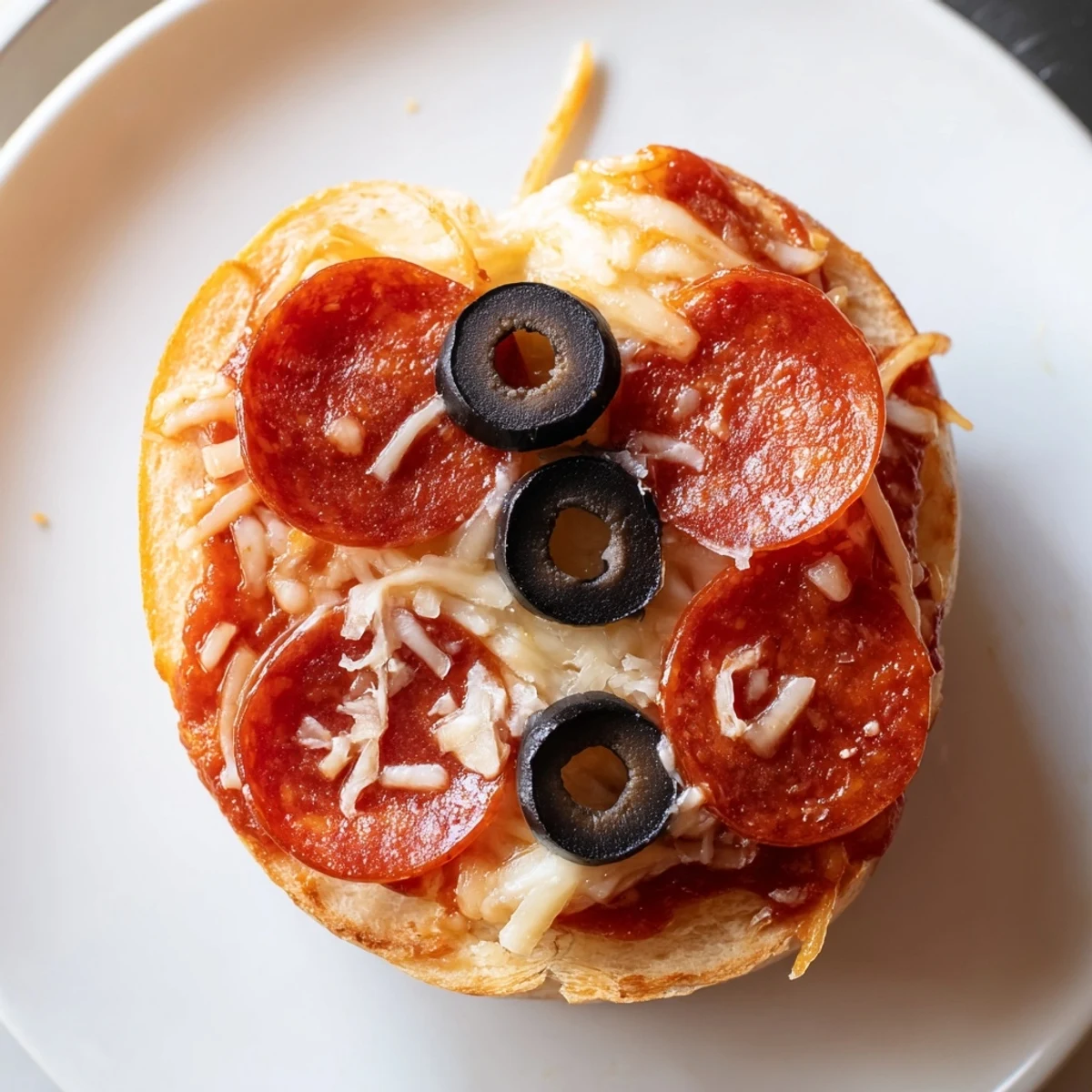 Santa Belt Mini Pizza Bites with melted mozzarella, pepperoni belts, and olive buckles, ready to eat.