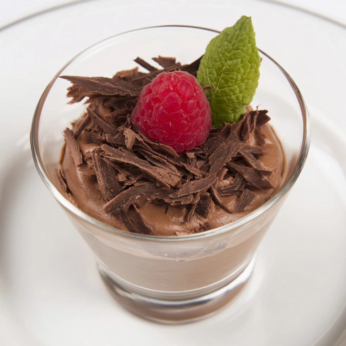Decadent chocolate mousse dessert cups, chilled and topped with fresh berries, ready to enjoy.