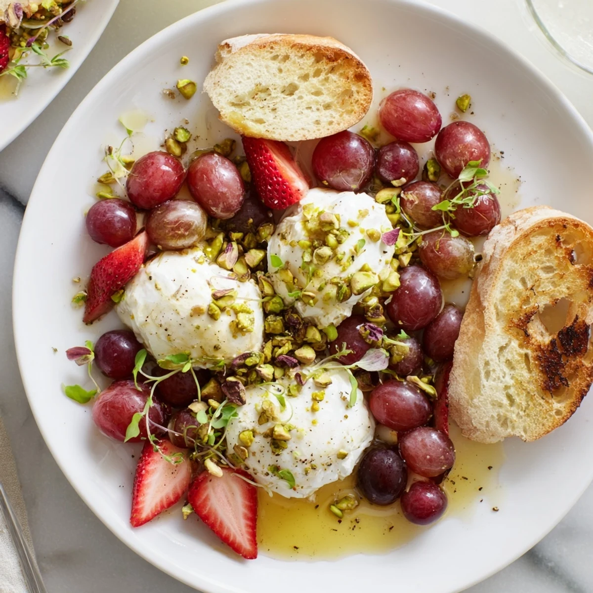 A beautifully arranged Zero-Proof Celebration Spread featuring colorful fruits, cheeses, and alcohol-free sparkling drinks.