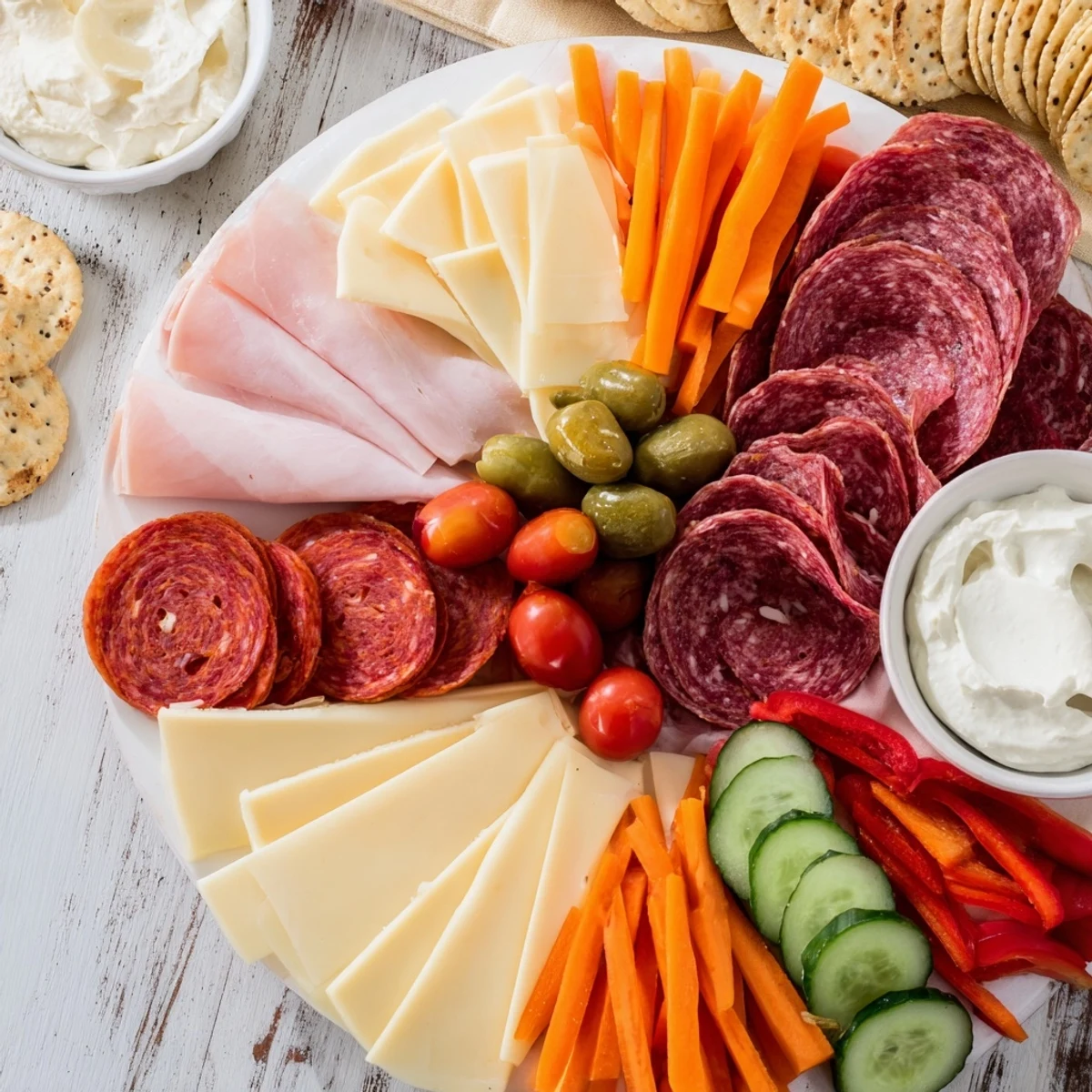 Pile high your plate with this easy Budget-Friendly Family Spread, perfect for casual entertaining with crackers, cheeses, and meats.