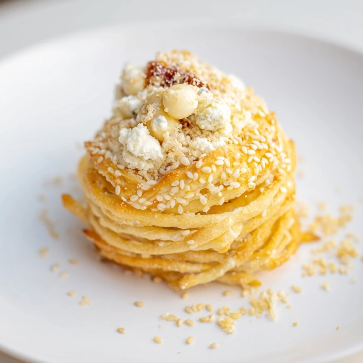 This appetizing image displays The Gilded Cage, an elegant appetizer with artfully arranged cheeses and breadsticks.