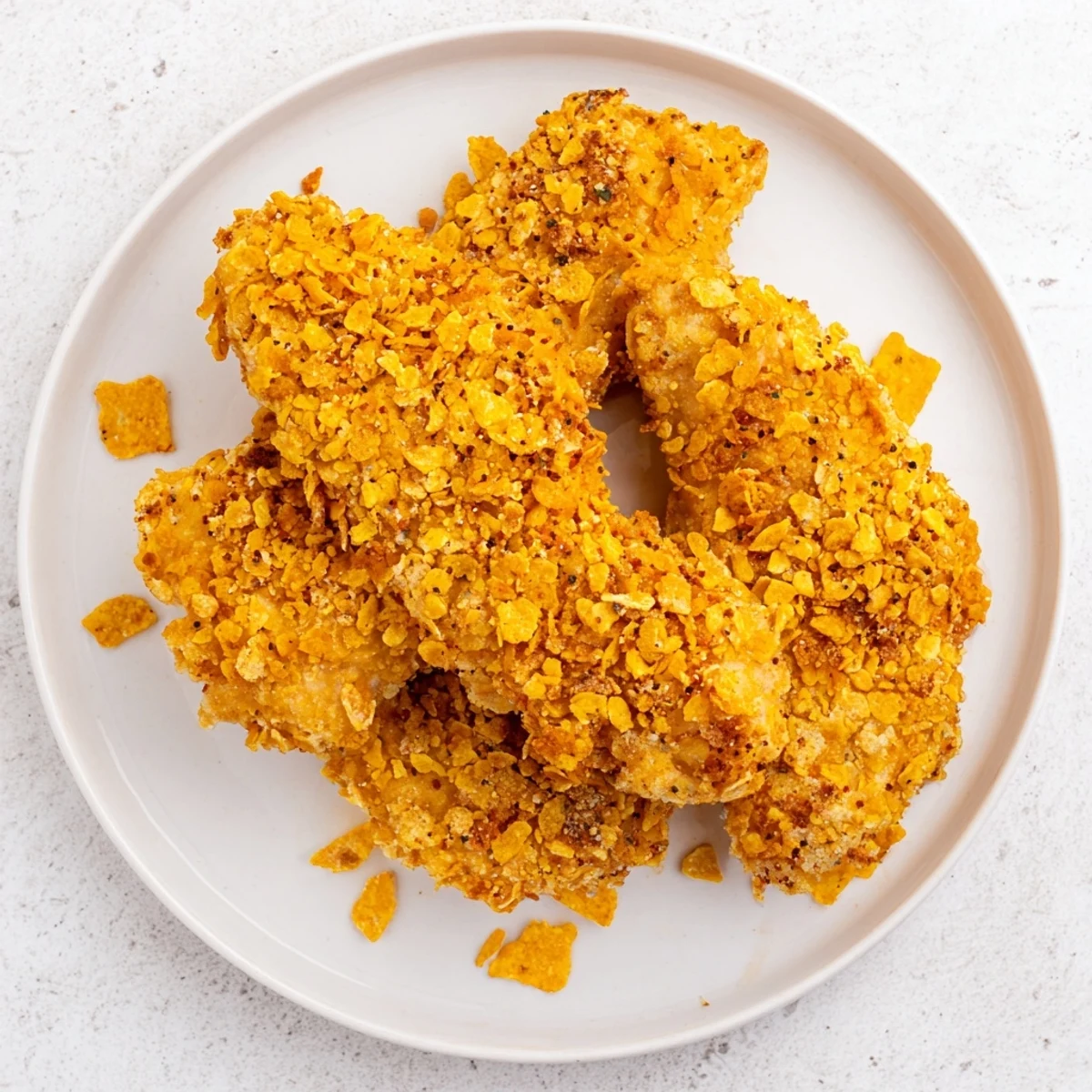 Oven-baked crispy onion chip chicken tenders, showcasing a satisfying crunch and savory, kid-friendly appeal.