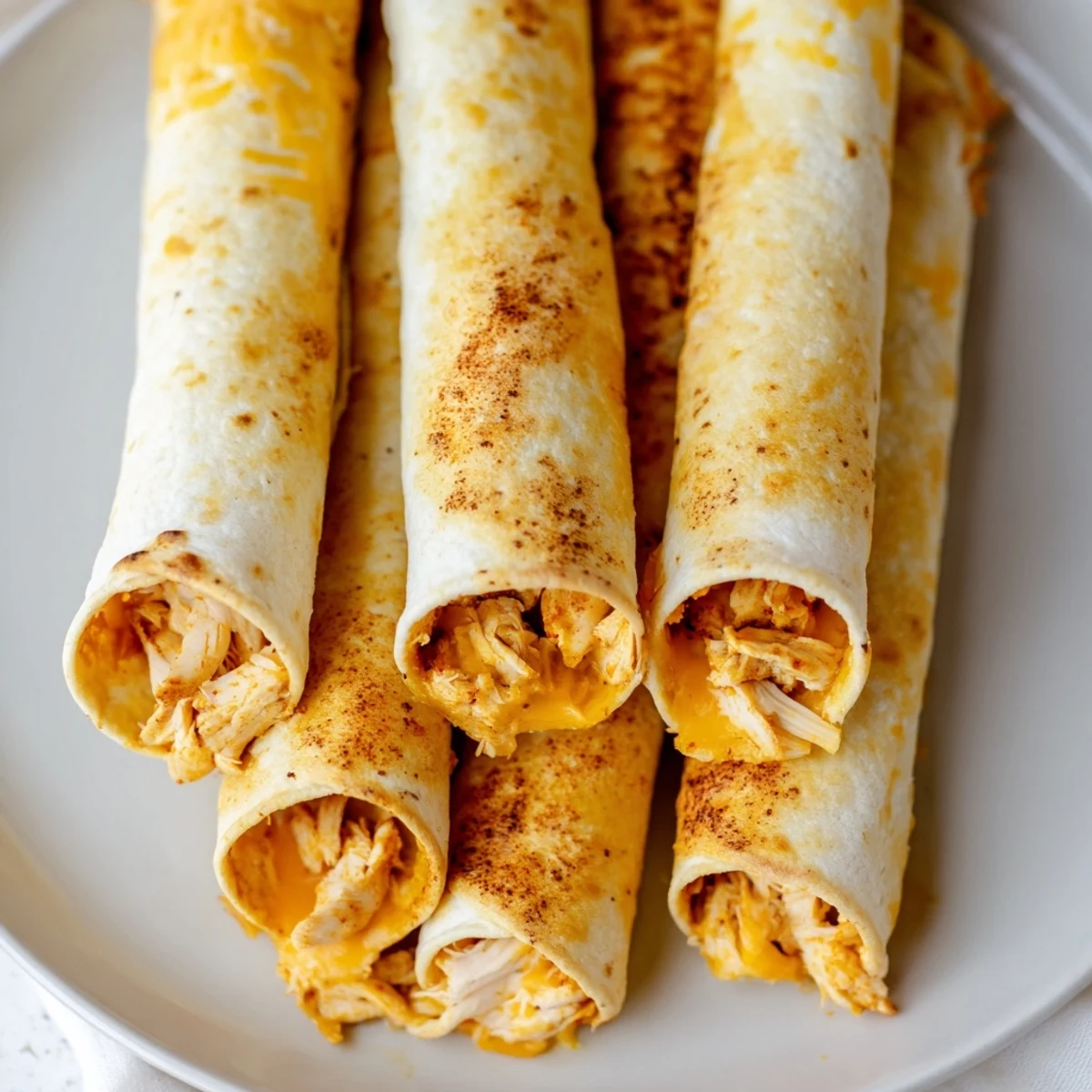 Crisp Air Fryer Taquitos, golden-brown and ready to be dipped, offering a satisfying crunch.