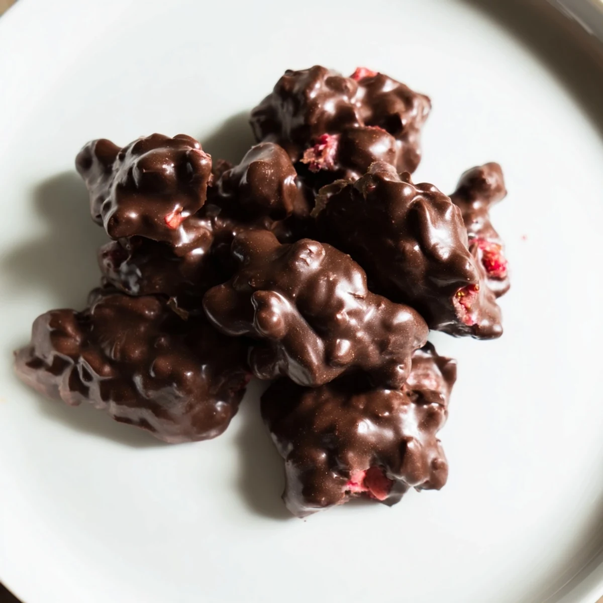 Close-up of freshly made Strawberry Yogurt Clusters, showing the creamy yogurt and bright strawberries.