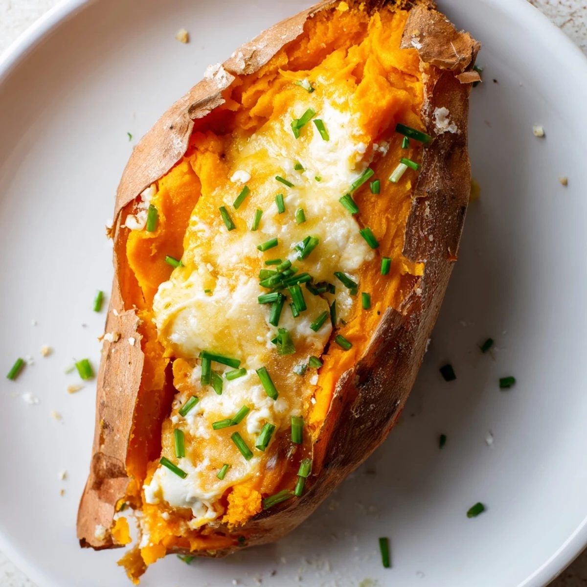 Enjoy a comforting bite of Sweet Potato & Cheese Whole Roast, with savory cheese melted into tender sweet potato.