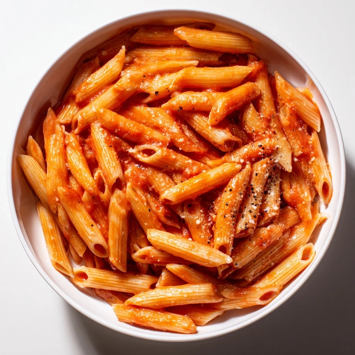 Close-up of a fresh microwave pasta dish garnished with black pepper, served on a wooden table for a quick lunch.