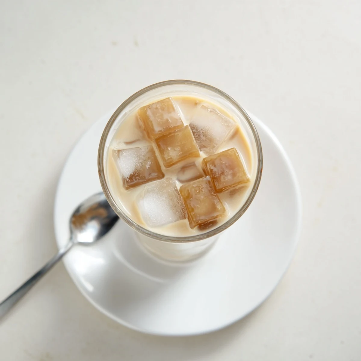 Vibrant Coffee Jelly Drink topped with whipped cream, set on a marble counter, perfect summer refreshment.