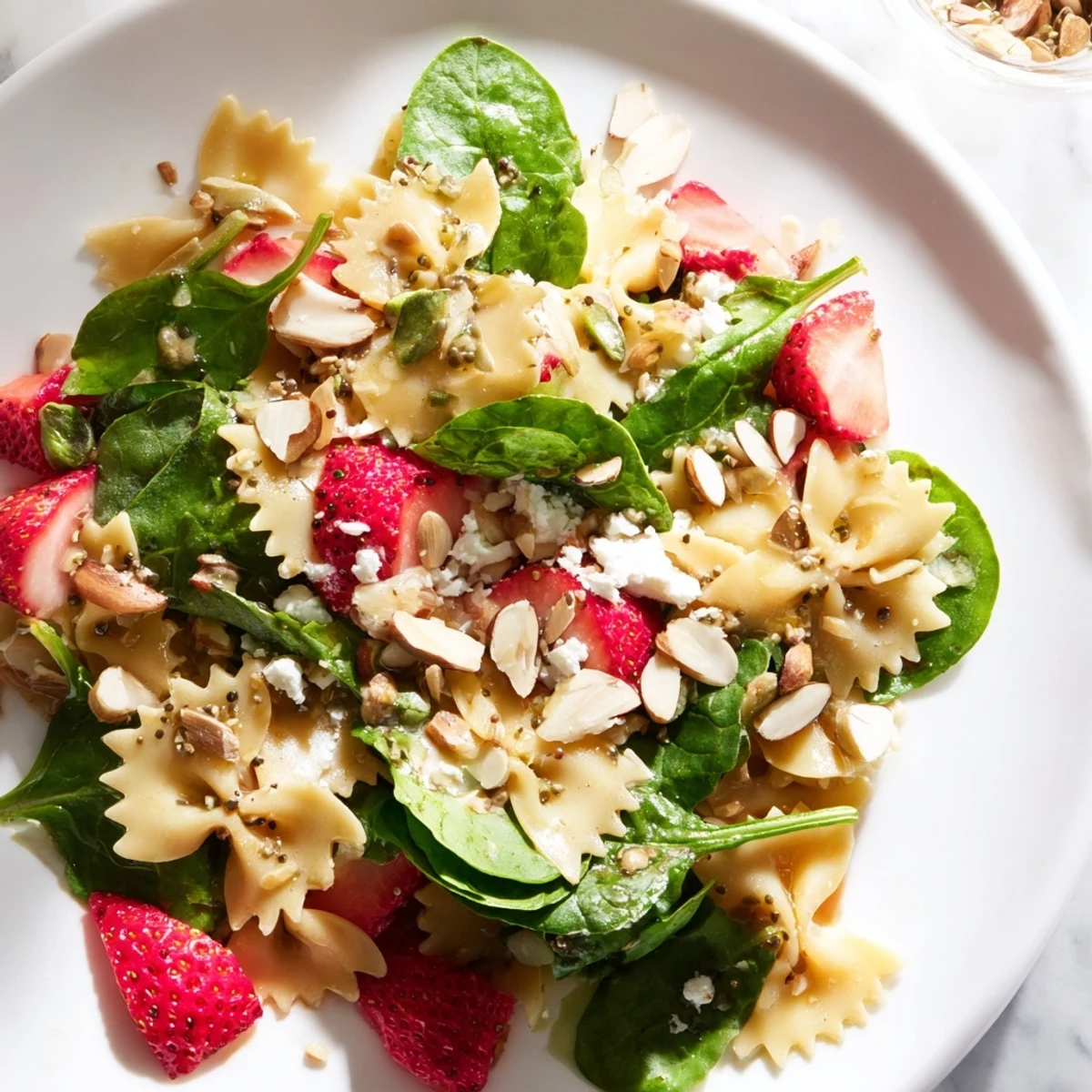 Spring Spinach Strawberry Pasta Salad