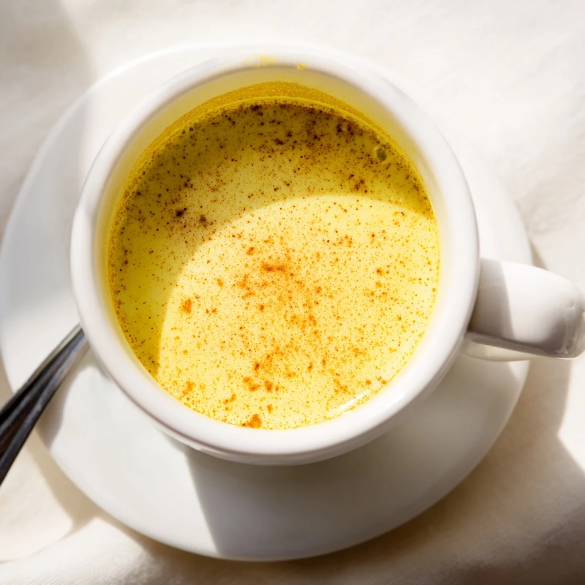 A comforting cup of Turmeric and Golden Ginger Milk, paired with almond biscotti, inviting a cozy, anti-inflammatory sip.