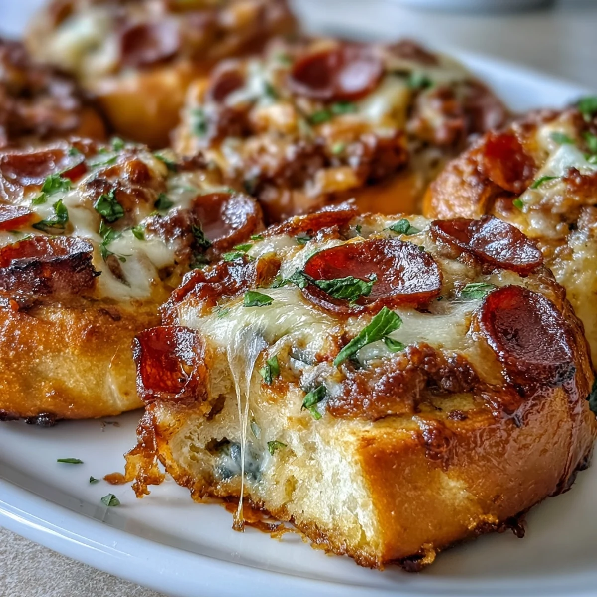 Homemade Irresistible High Protein Pepperoni Pizza Rolls served with warm pizza sauce dip on a rustic wooden table.