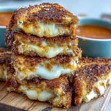 Warm, cheesy grilled cheese strips ready to dunk in savory tomato soup.