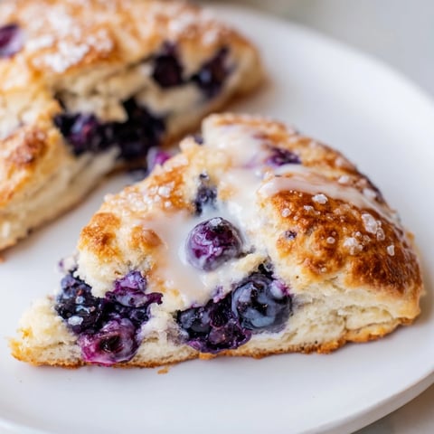 Golden-brown Rustic Birch-Warm Blueberry Scones with glistening coarse sugar, ready to savor warm.