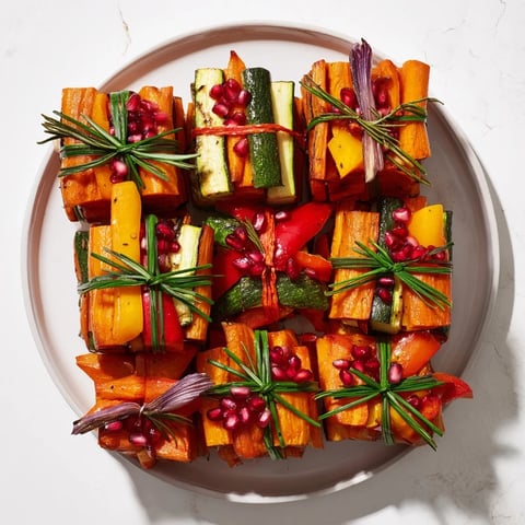 Festive Christmas Present Veggie Crates, a beautiful dish of colorful roasted vegetables, ready to serve.