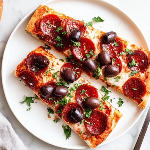 Sliced pepperoni and olive halves appetizer, showcasing savory pepperoni topped with glistening olive halves.