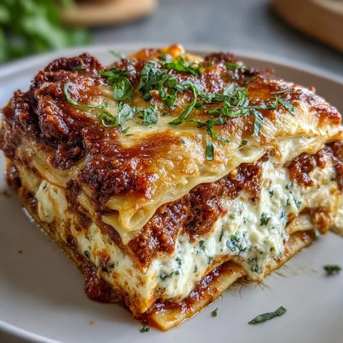 Golden, bubbling cheese tops layers of World's Best Lasagna with rich meat sauce and creamy ricotta.
