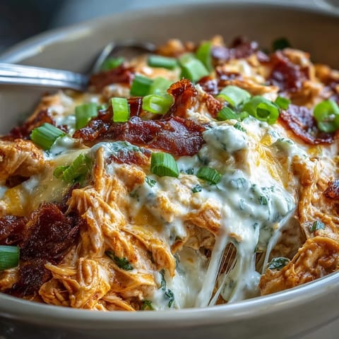 Spicy and cheesy Crock Pot Buffalo Chicken Dip bubbling in the slow cooker, ready for game day snacking alongside carrot sticks and crackers.