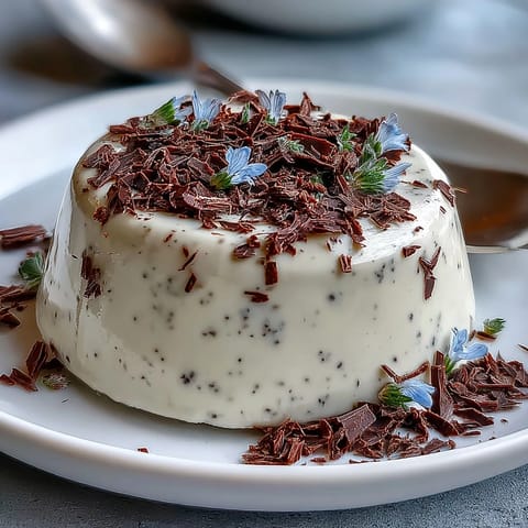 Jade-green Hojicha Panna Cotta unmolded onto plates, showcasing a silky smooth texture and rich roasted tea flavor.