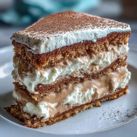 Perfectly sliced wedge of Fluffy Hojicha Cake reveals the delicate, airy genoise sponge and rich roasted tea filling.