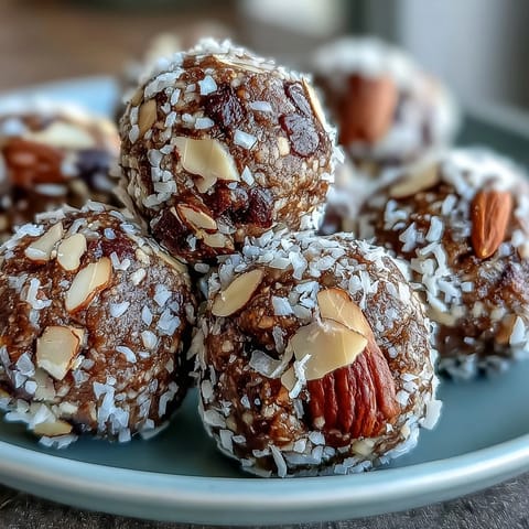 Earthy Hojicha Energy Balls arranged in a small ceramic bowl, served beside a warm cup of matcha for an afternoon snack.