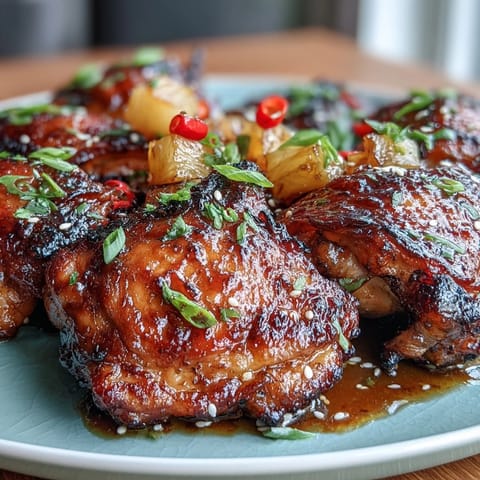 Sticky Honey Garlic Chicken Pineapple