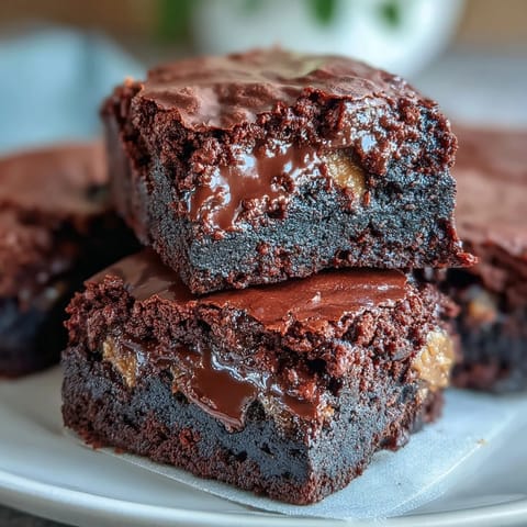Fudgy chocolate brownies swirled with creamy peanut butter and made moist with sourdough discard. Rich, decadent dessert with a tangy twist.  