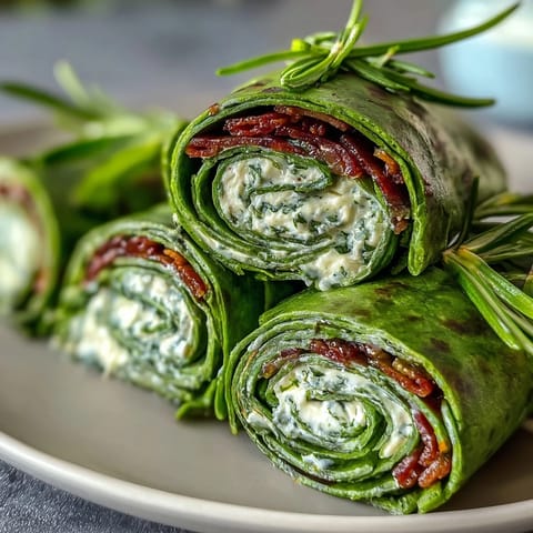 Colorful green spinach wraps rolled with herbed cream cheese, carrots, peppers, and cucumber—perfect party appetizer.