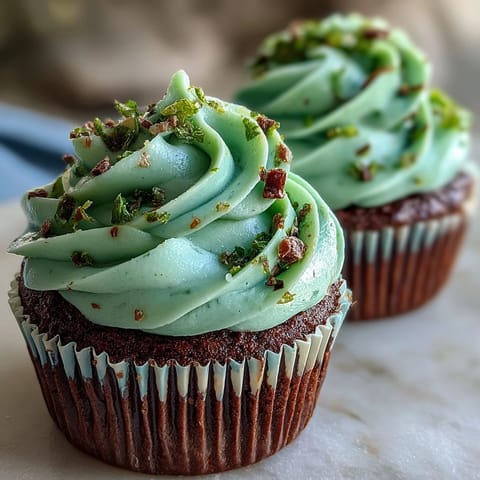 Festive green velvet cupcakes with rich cocoa flavor, topped with creamy cream cheese frosting and festive sprinkles for St. Patrick's Day.