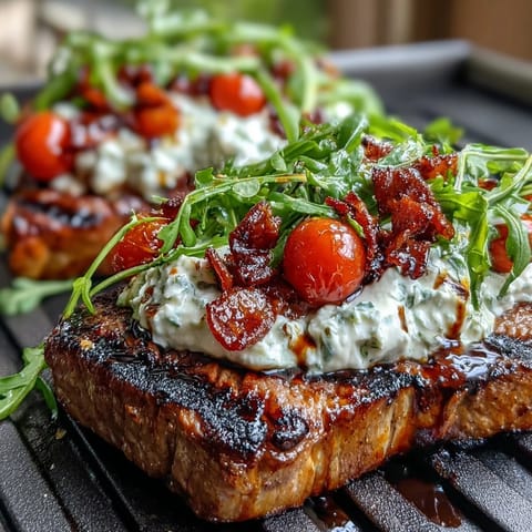 Grilled peach and burrata salad with arugula and balsamic glaze, perfect for summer gatherings and showcasing seasonal fruit.  