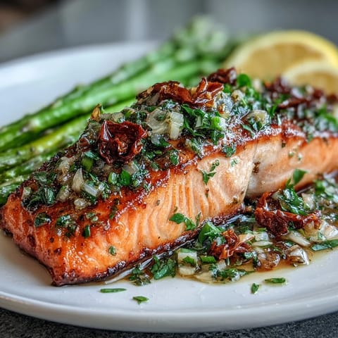 Garlic butter salmon with asparagus, golden fillets seared and bathed in rich, garlicky sauce with bright lemon and crisp-tender vegetables.
