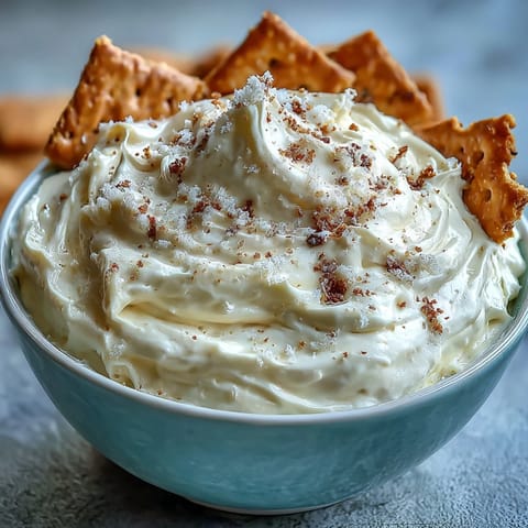 Creamy cheesecake dip with graham crackers, perfect for dipping and sharing at parties or dessert tables.
