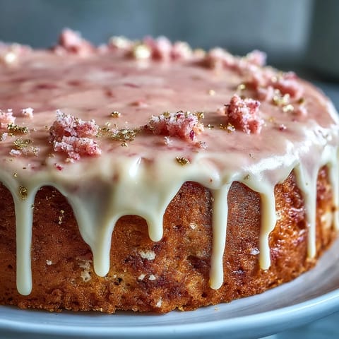 Elegant pink Bridal Shower Rosé Velvet Cake with shimmering gold drip icing.