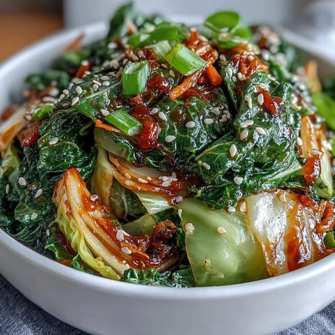 Spicy Cabbage Stir Fry in a hot wok with sizzling garlic, ginger, and red chilies for bold flavor.