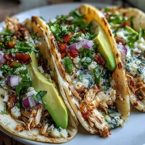 Mouthwatering shredded chicken for easy Slow Cooker Salsa Verde Chicken Tacos night.
