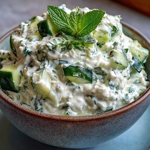 Refreshing Greek Skyr Tzatziki, a healthy, tangy dip perfect with pita and veggies.