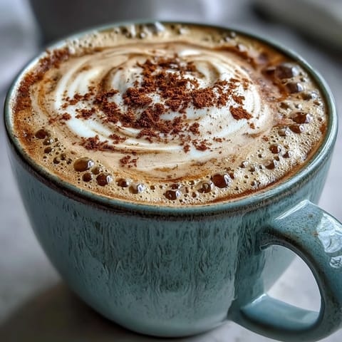 Uplifting Adaptogens Latte with ashwagandha and reishi, frothed and warming.
