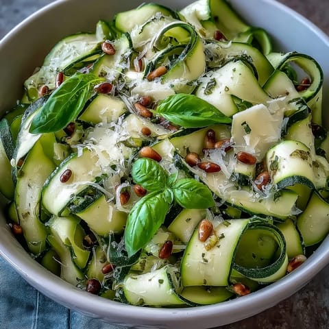 Bright shaved zucchini ribbon salad with lemony Parmesan, a refreshing summer side dish.