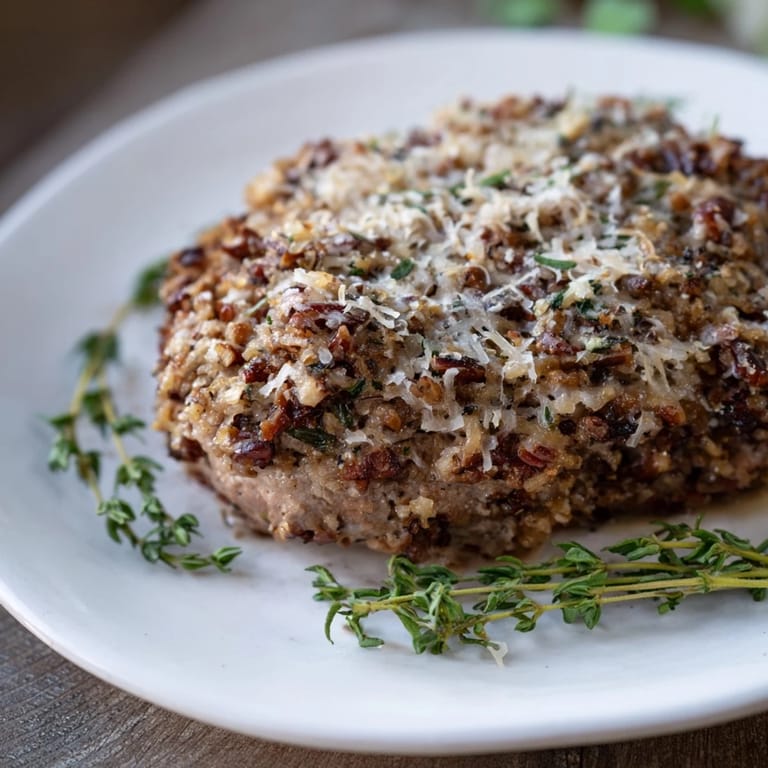 Crispy pecan crust coats the perfectly cooked Thyme and Pecan Crusted Pork Tenderloin for a flavorful dinner.