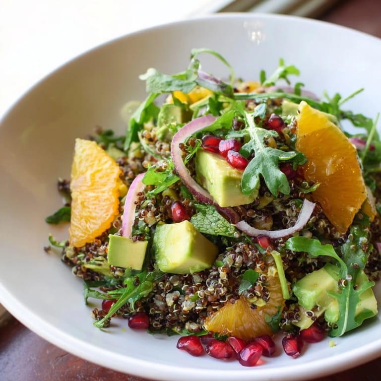 Vibrant Fresh Citrus & Avocado Quinoa Bowl; a healthy vegetarian meal bursting with fresh flavors.