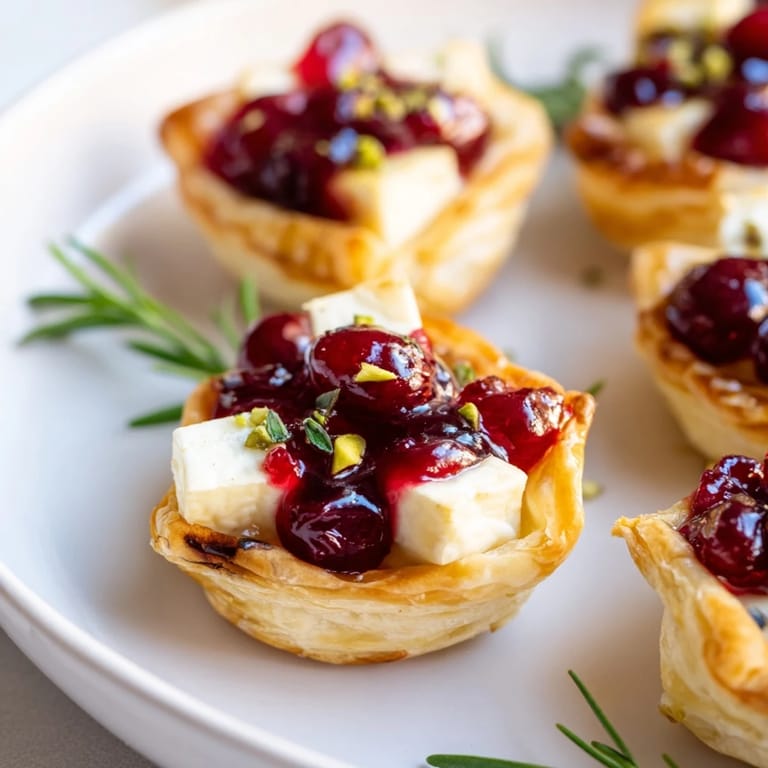 A warm, delicious Cranberry Brie Bites Wreath, perfect for holiday entertaining, with fresh rosemary.