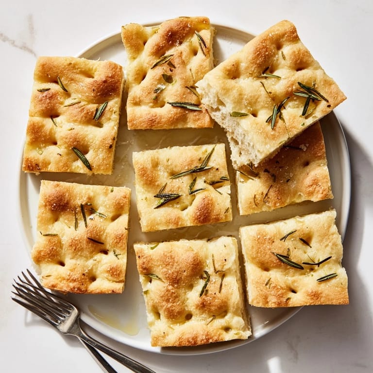 Enjoy the inviting aroma of this Holiday Bread focaccia, perfectly baked with olive oil and herbs.