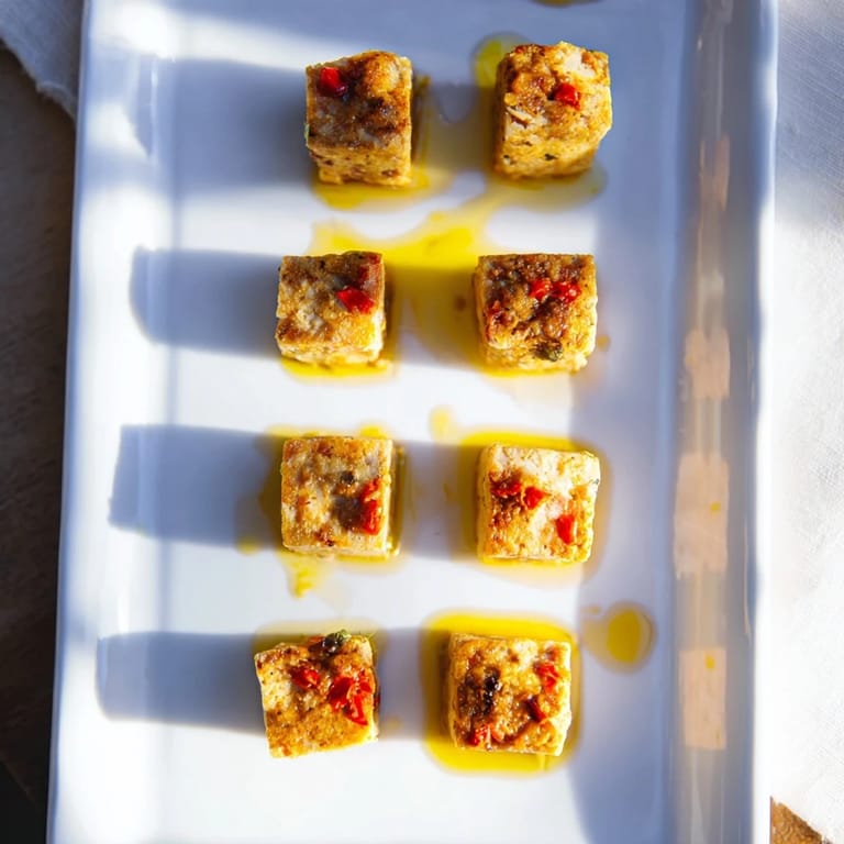 Colorful Bauhaus Block appetizer: See how fresh grapes, cheese, and red peppers make it easy.