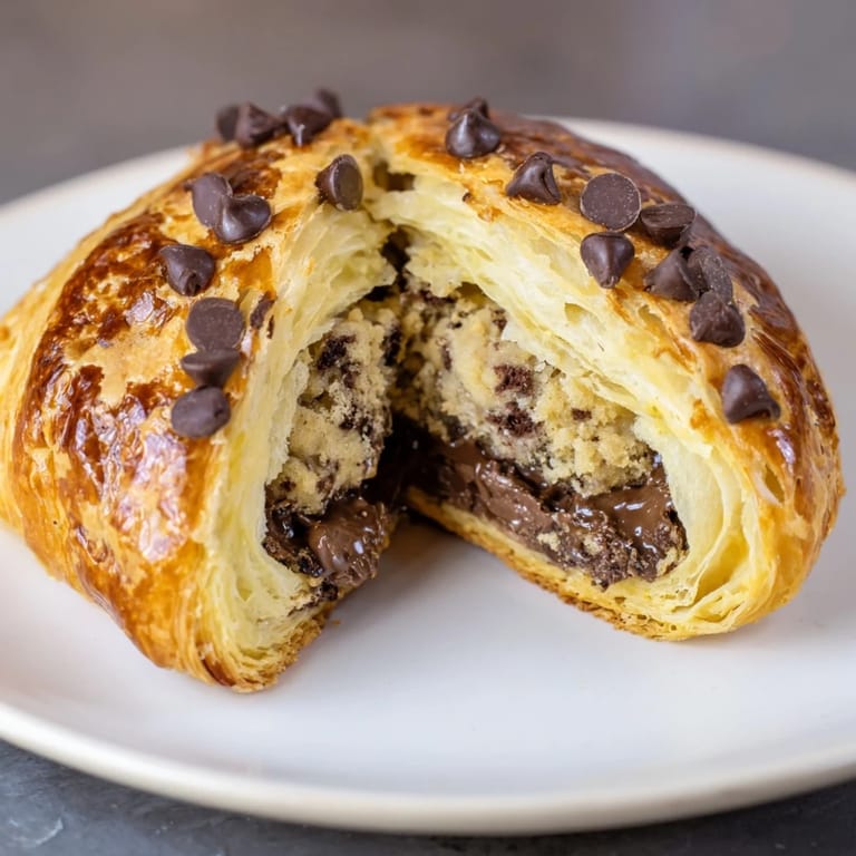 Warm, inviting shot of a freshly baked Viral Crookie, ready to be enjoyed with coffee.