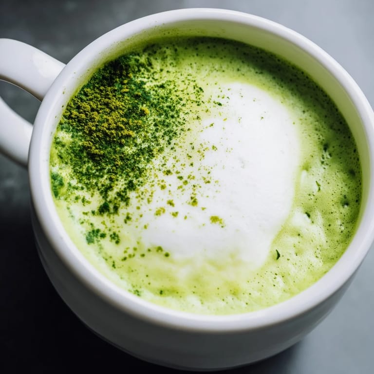 Smooth, frothy Matcha Green Tea Latte served hot in a clear glass mug, ready for sipping.