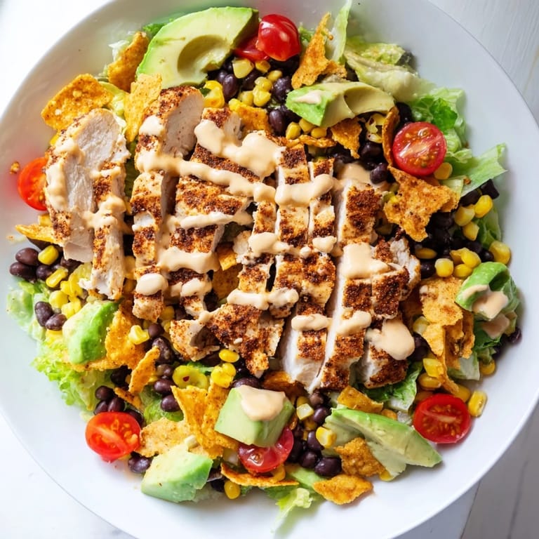 Dressed in creamy lime dressing, this Crunchy Taco Chicken Salad includes crushed gluten-free taco shells for crunch.