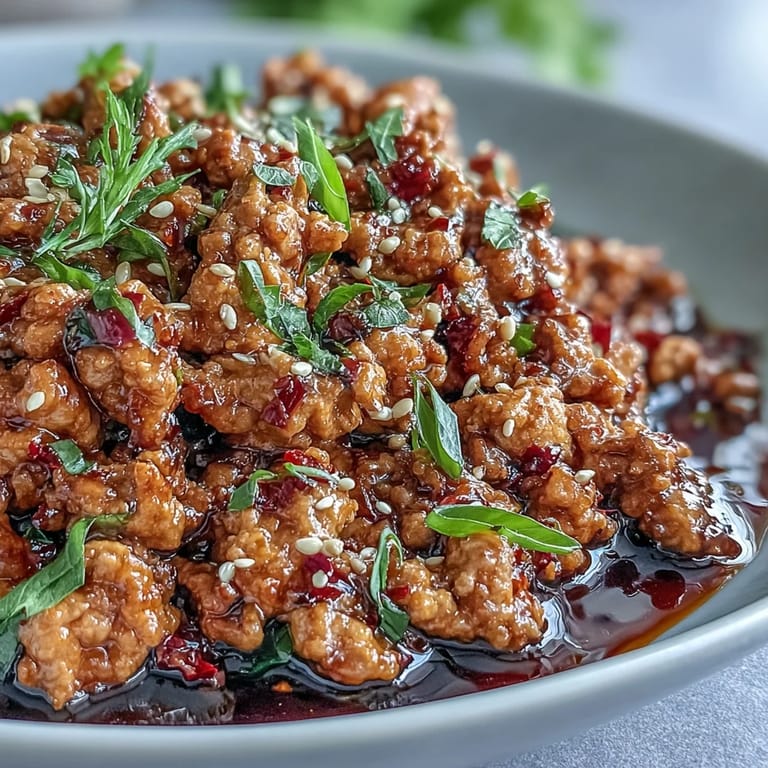 Fragrant garlic and ginger sizzle as ground turkey browns in sesame oil, then coats in a rich, spicy-sweet soy glaze for a fast, protein-packed weeknight bowl.