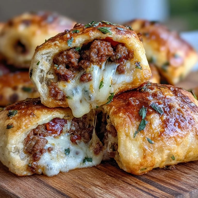Slice of an Irresistible High Protein Pepperoni Pizza Roll showing melty mozzarella, savory beef, and spicy pepperoni inside.