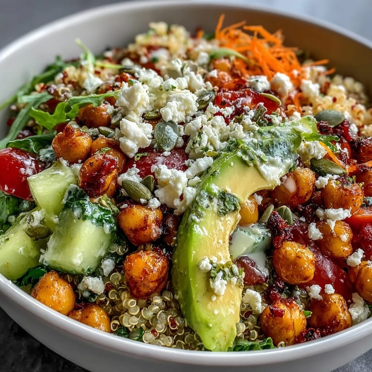 Healthy Simple Grain Bowl featuring quinoa, tofu, and crunchy pumpkin seeds, perfect for a quick lunch.
